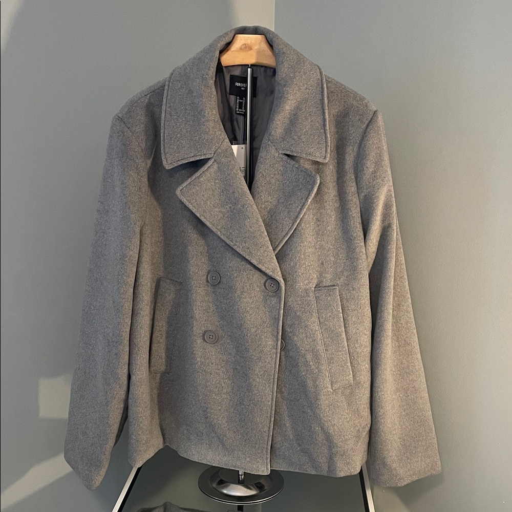 Forever 21 Classic Gray Pea Coat men’s extra large NWT
